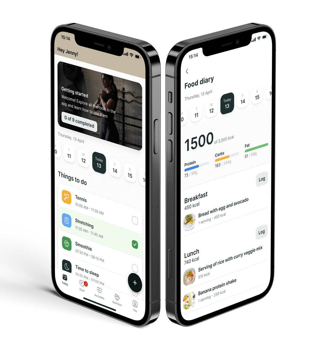 A mockup of the coaching app showcasing the features.