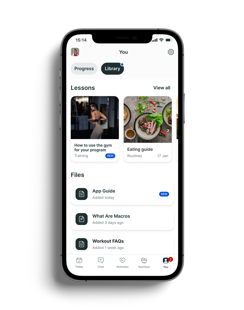 A mockup of the coaching app showcasing the different features.